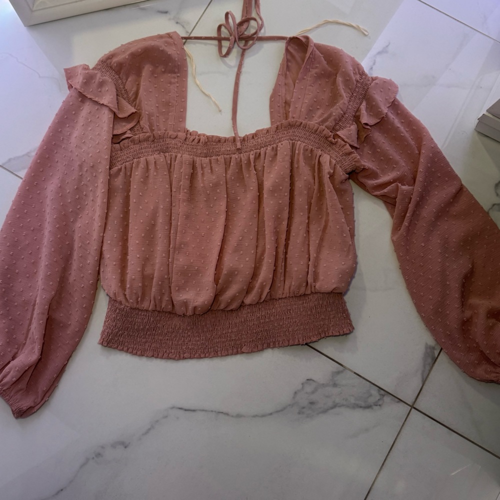 Mustard Seed Blush Ruffled Top